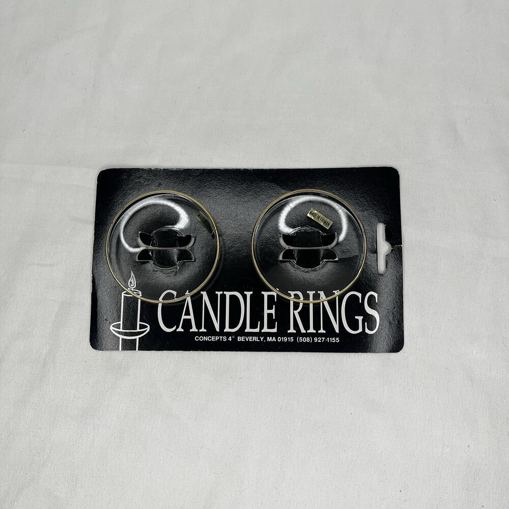 Candle Rings Set Of 2, New In Package, Glass with gold rim, evening, dinner